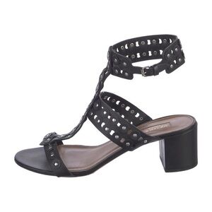 Aquazzura Black Leather Studded Gladiator Sandal Size 38 1/2 (8.5)